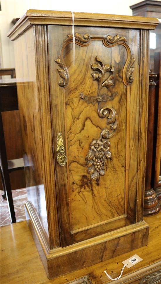 Continental carved walnut pot cupboard